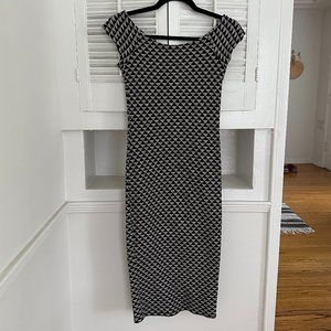 ZARA Navy/White Triangle Print Sleeveless Bodycon Dress - Size Small
